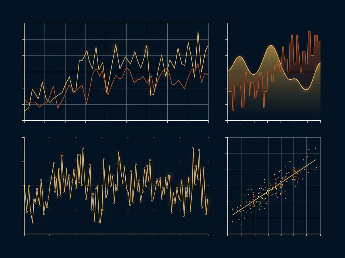 Abstract minimalist performance data visualization showing biometric trends and cognitive response latency on deep navy